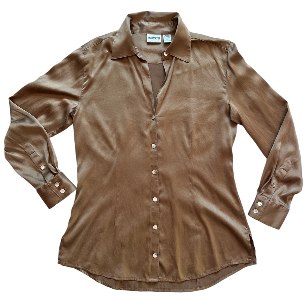Vintage Chico’s Silk Button-down, in Gold ⭐️